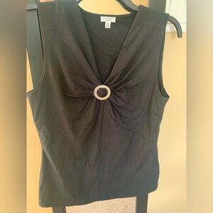 Nine West Black Sleeveless Blouse with Ring Detail